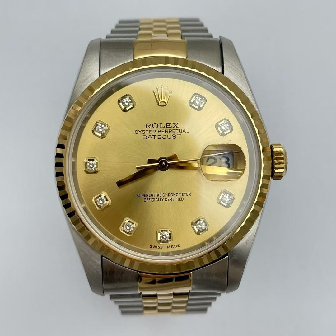 95新 Rolex/劳力士 单表日志型/16233/36表径/间18K黄金/95新