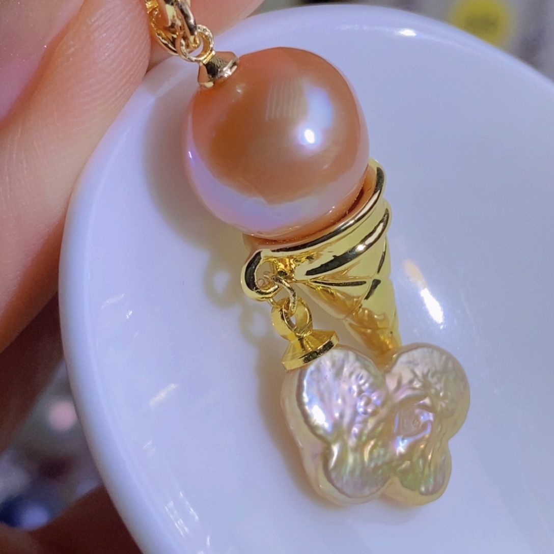 银S925镶嵌天然淡水珍珠淡水珍珠