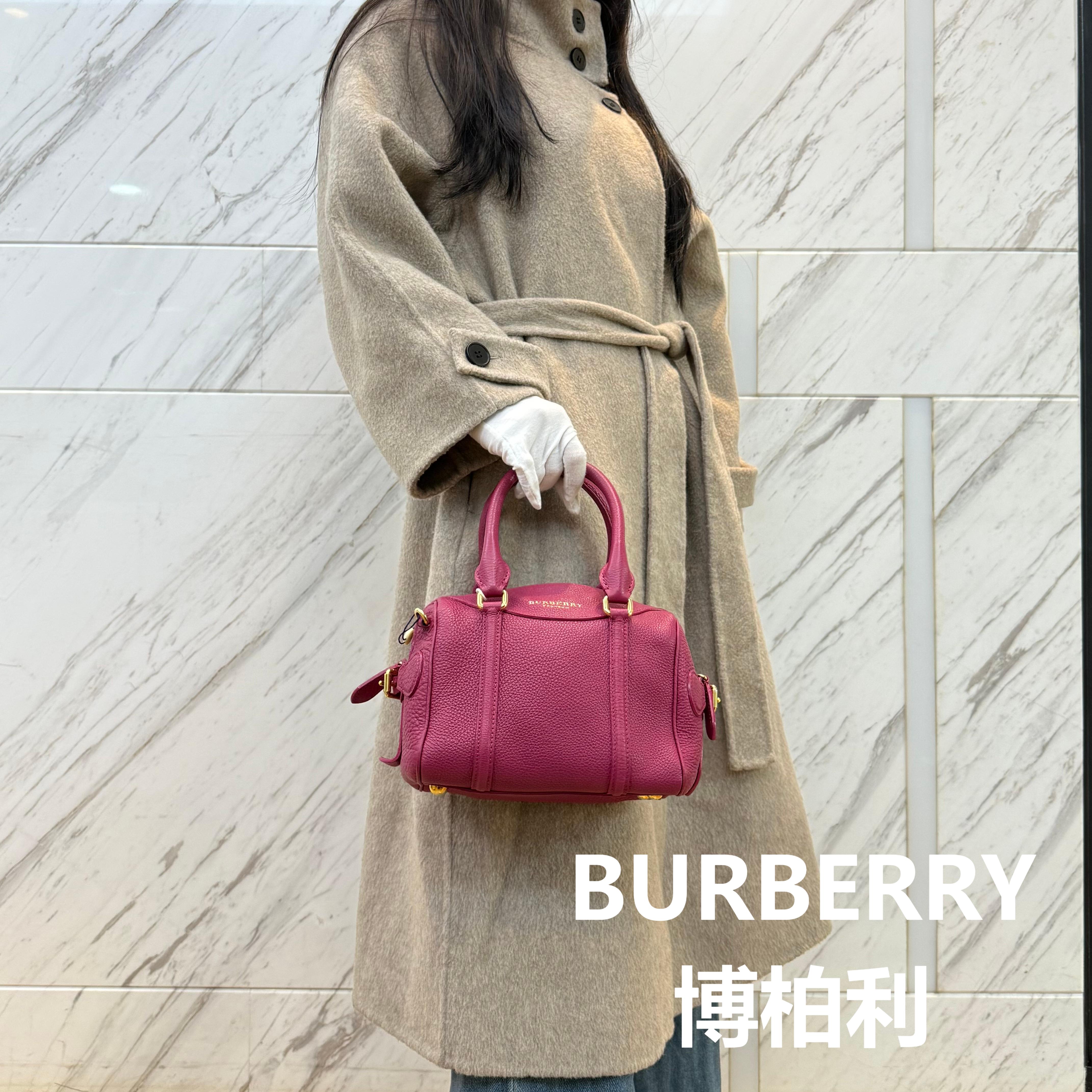 95新 BURBERRY/博柏利 红色波士顿手提包/甜甜精选/H21842