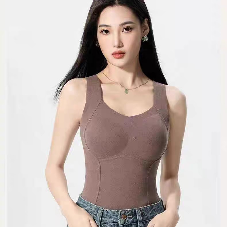 8867背心款石墨烯打底保暖发热无痕裁剪固定杯双面双色磨毛百搭