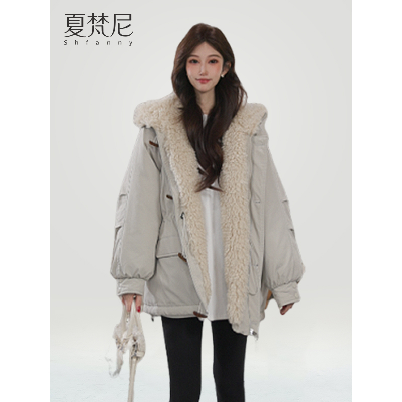 夏梵尼冬日精灵冬季百搭保暖派克服小个子高级感毛毛外套爆款宽松