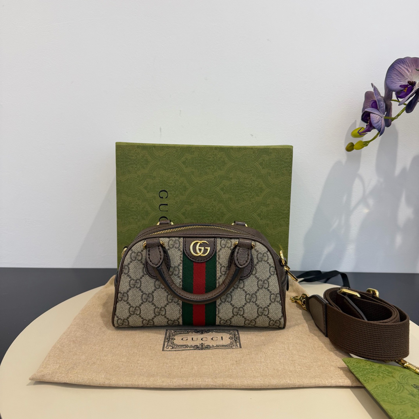 95新 GUCCI/古驰 悦奢/Ophidia/mini/波士顿/枕头包单肩/斜挎包