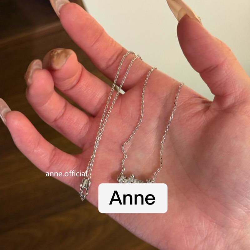 铜合金项链 时尚百搭银色马蹄扣镶锆U型吊坠项链【X499】