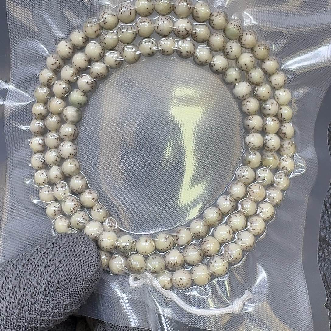 手串星月菩提7mm石玉料大留白圆珠长串