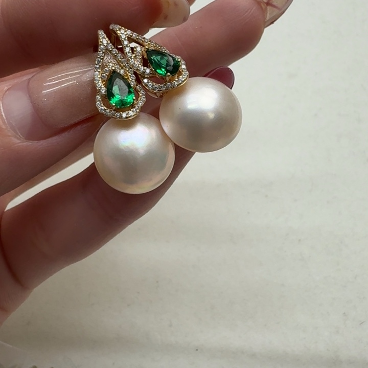 拼合珍珠（马贝珠）耳饰银S925镶嵌