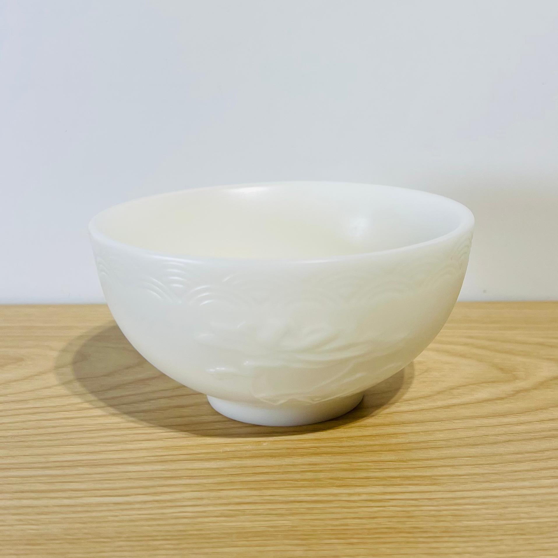 吾游茶器【鱼戏荷花碗】羊脂玉瓷素烧高档陶瓷碗