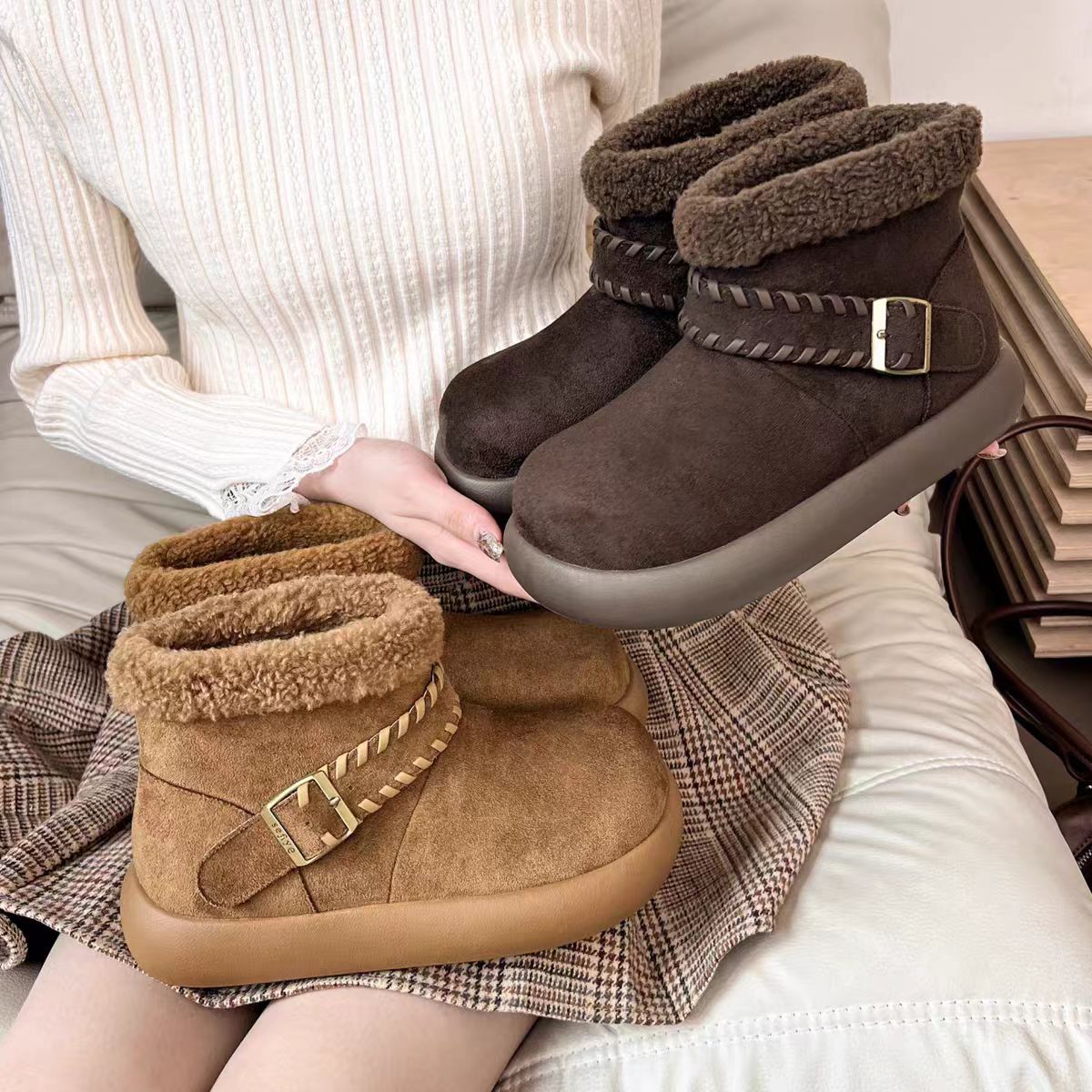 【新疆包邮】25年冬季新款加绒加厚时尚百搭勃肯雪地靴666