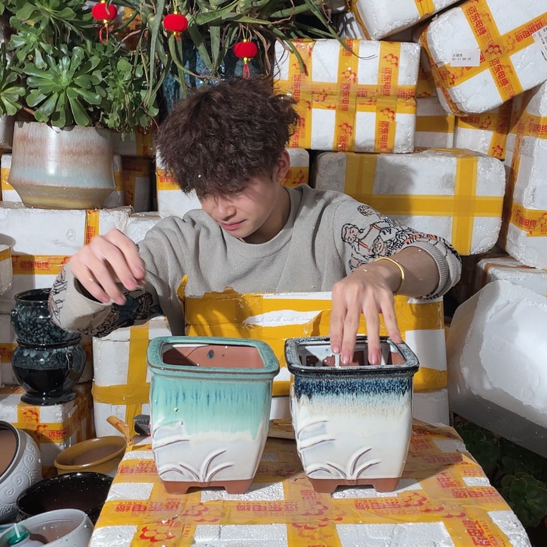 无铅玻璃宜兴紫砂花盆