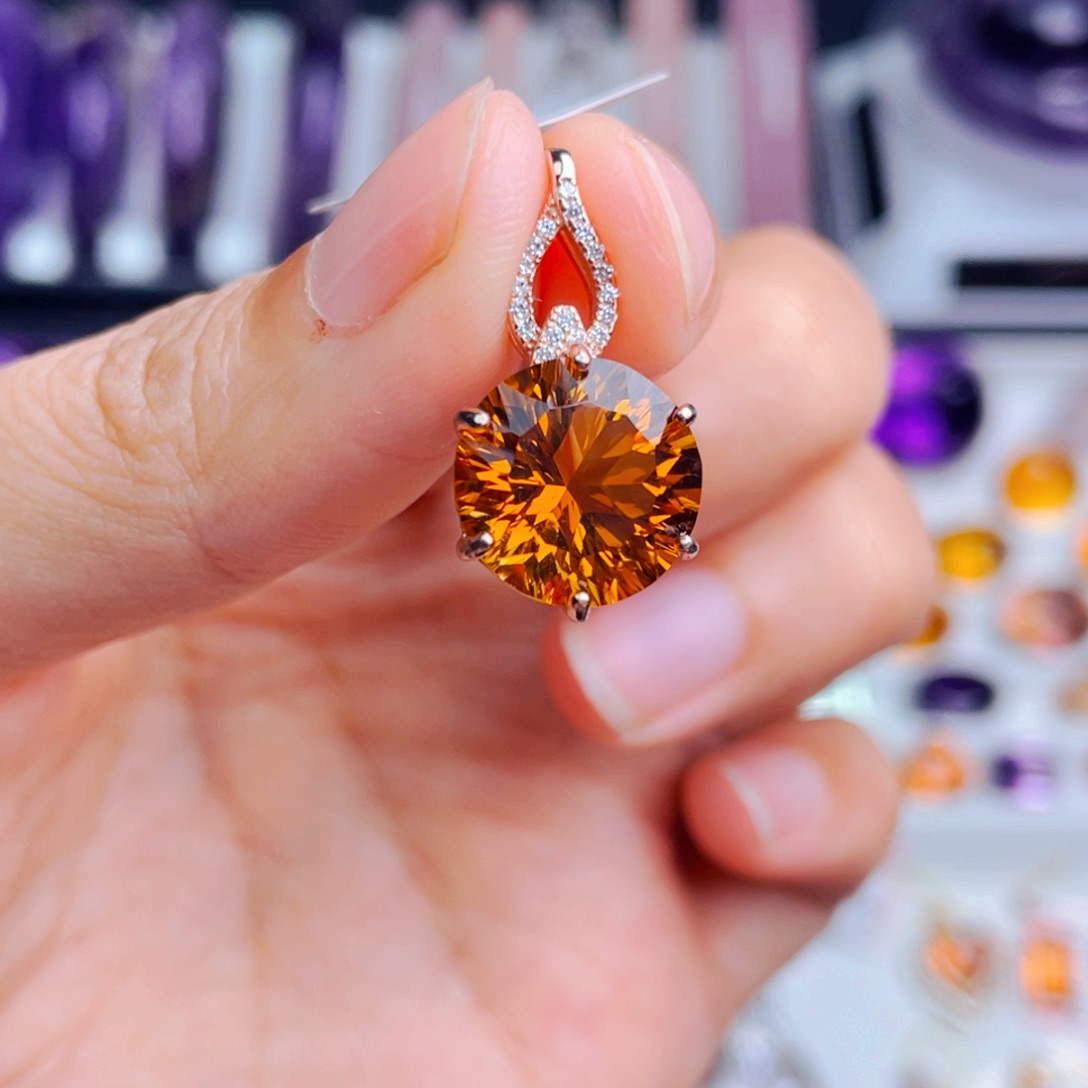 颈饰银S925镶嵌黄晶天然保真