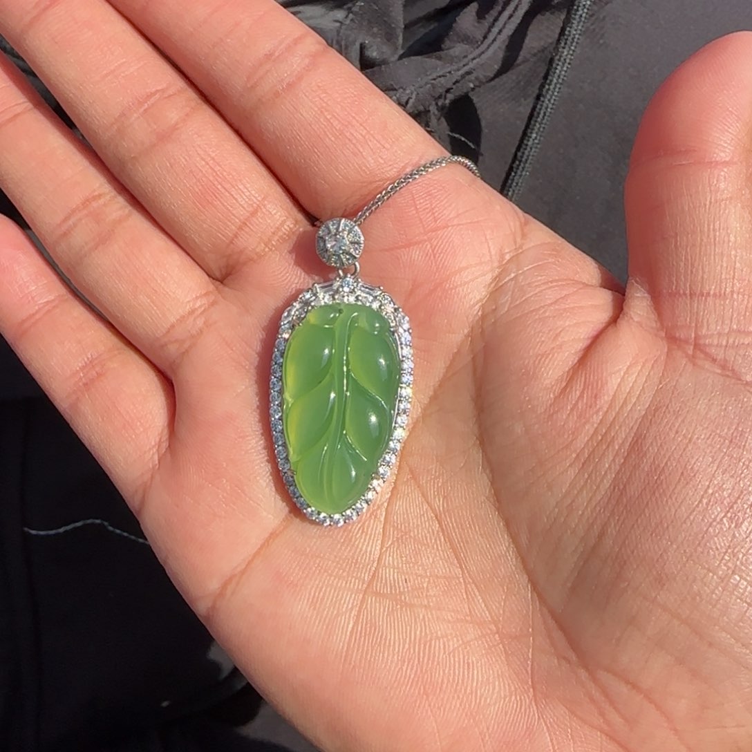 和田玉颈饰银S925镶嵌