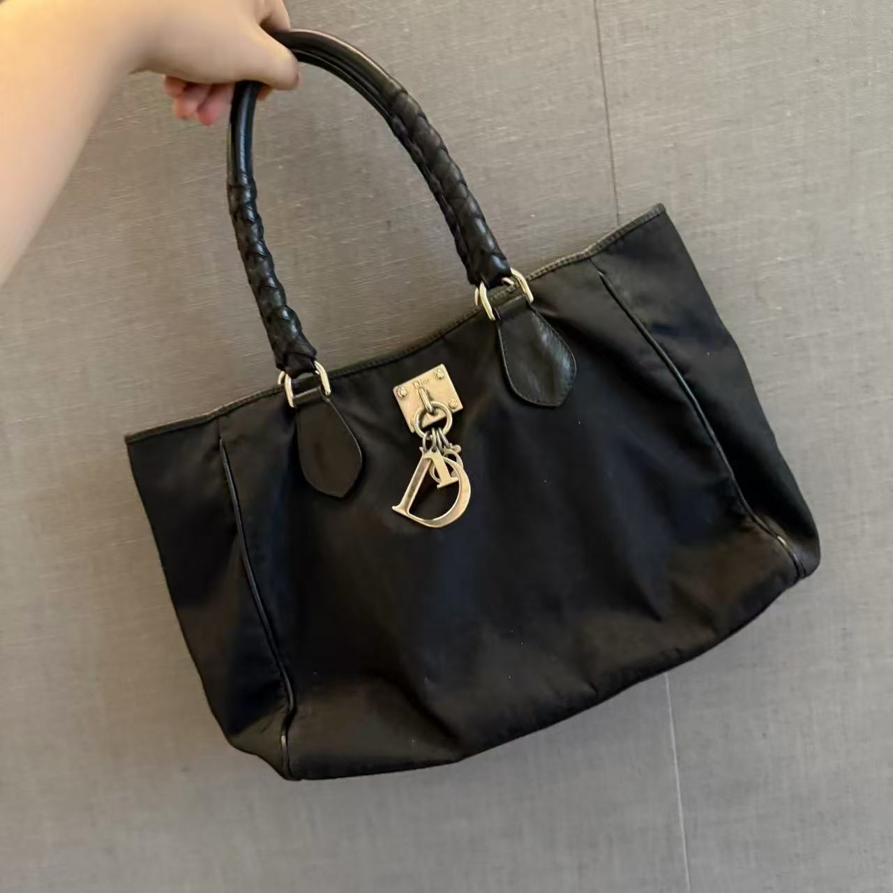95新 DIOR/迪奥 qy22 黑色托特单肩包/非真假不退补不换