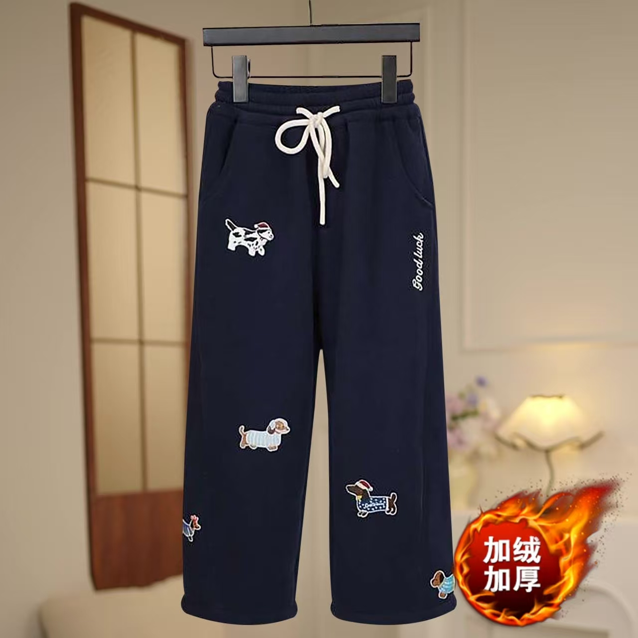 2025新款女童加绒加厚卫裤韩版洋气卫裤冬款