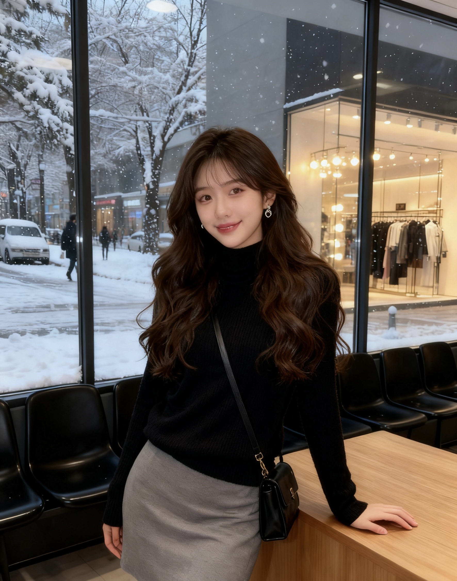 YIXINMEI 加绒加厚 一体绒细闪闪温柔中领大朗毛衣女款2025新款