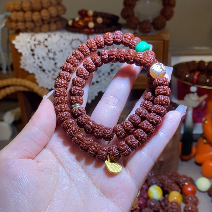 精***灵金刚菩提吊坠105黑金刚纯血老树王双圈手持一物