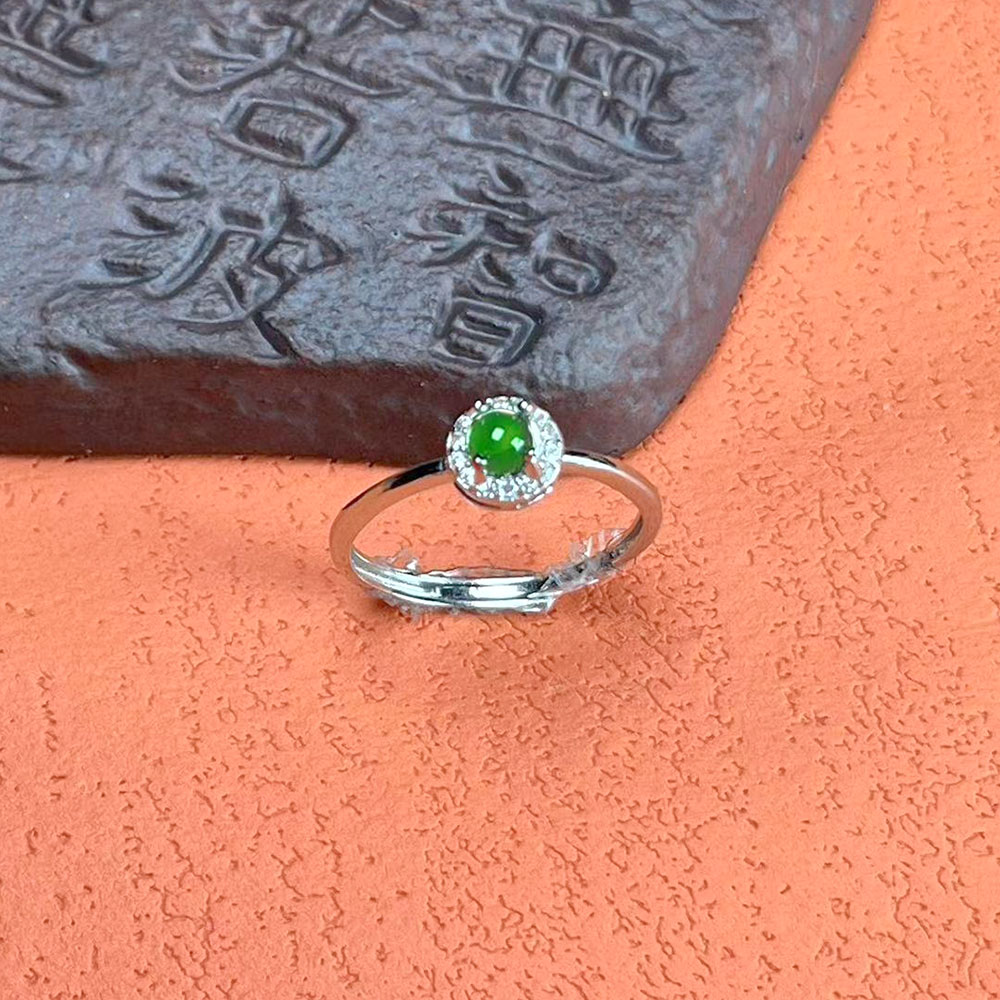 李书锦翡翠绿圆珠戒指 BY A38 1104 118J 单个 多样性发货