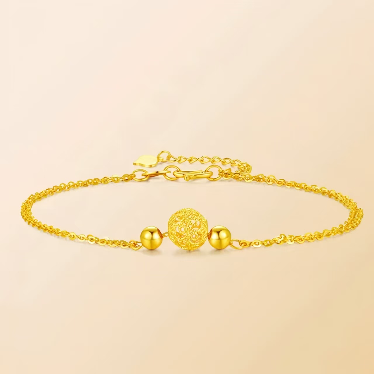 足金999花丝金球手链精美百搭#01481