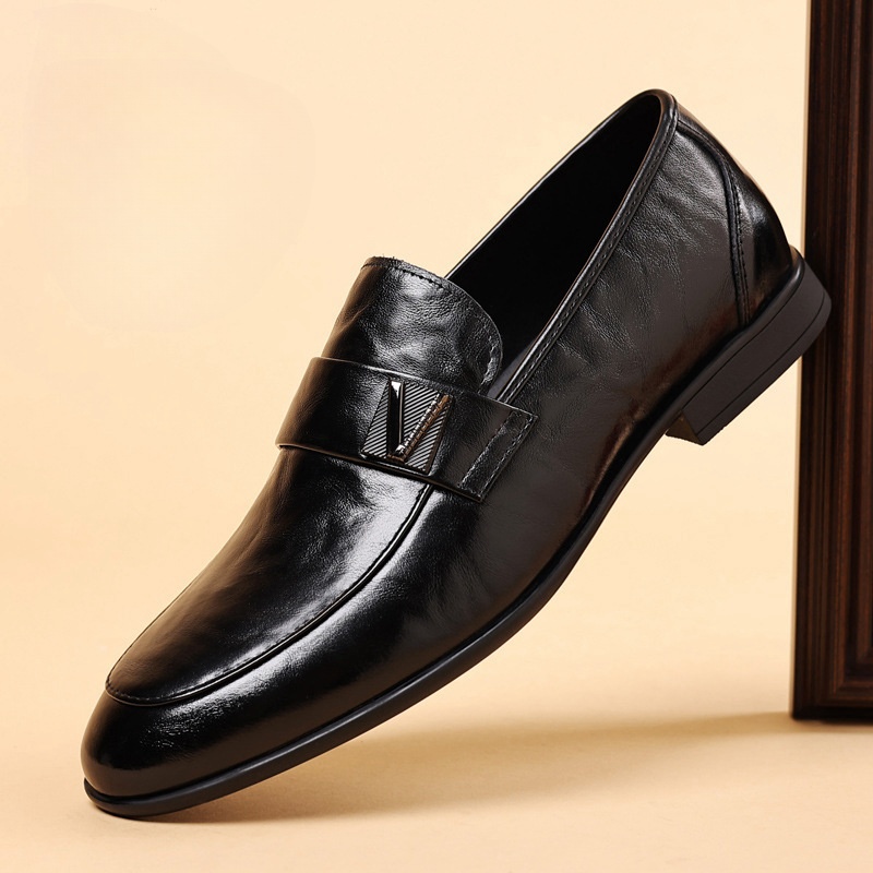 男鞋真皮休闲商务皮鞋2024新款牛皮鞋申士款韩版时尚男士棉鞋单鞋