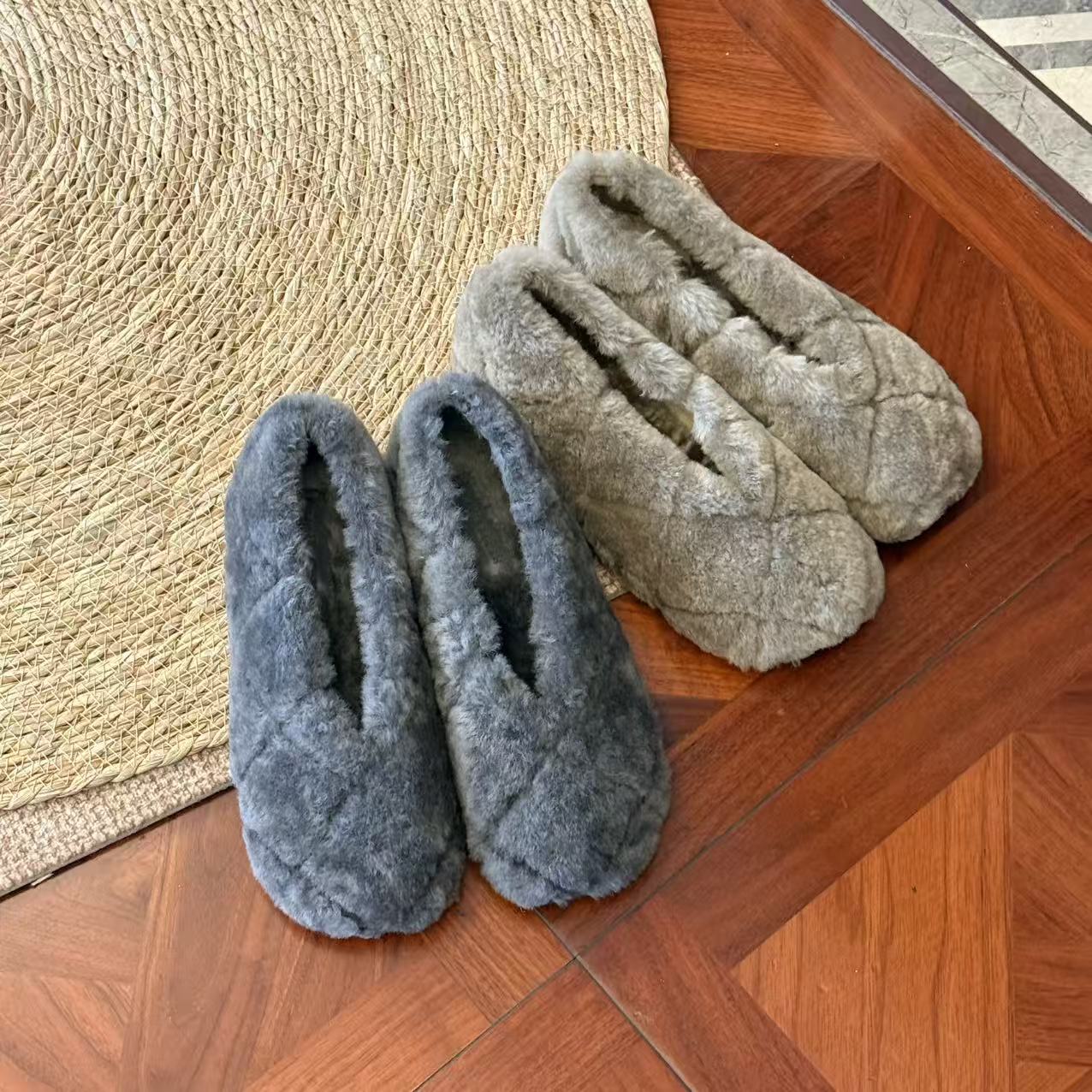 MYL 2025年秋冬季格纹羊羔毛单鞋百搭僧侣鞋毛毛鞋加绒款单鞋