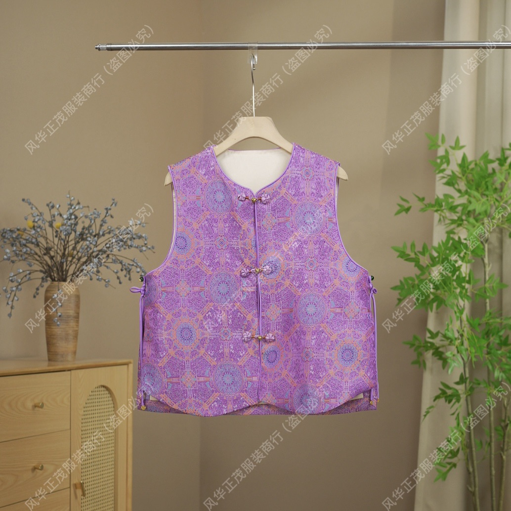 【2581】春款-新中式提花圆领马甲老钱风高级马甲