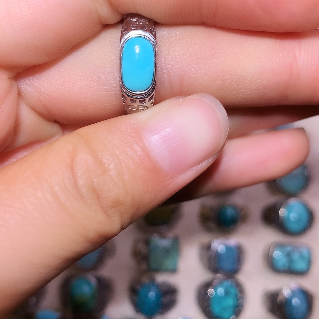 绿松石银S925镶嵌戒指