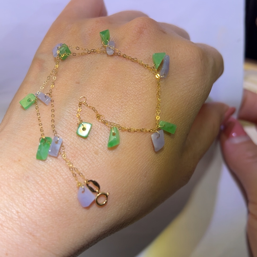 翡翠颈饰18K金镶嵌手链