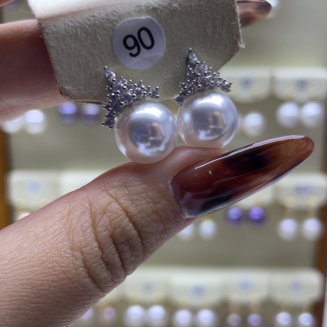 淡水珍珠耳饰银S925镶嵌