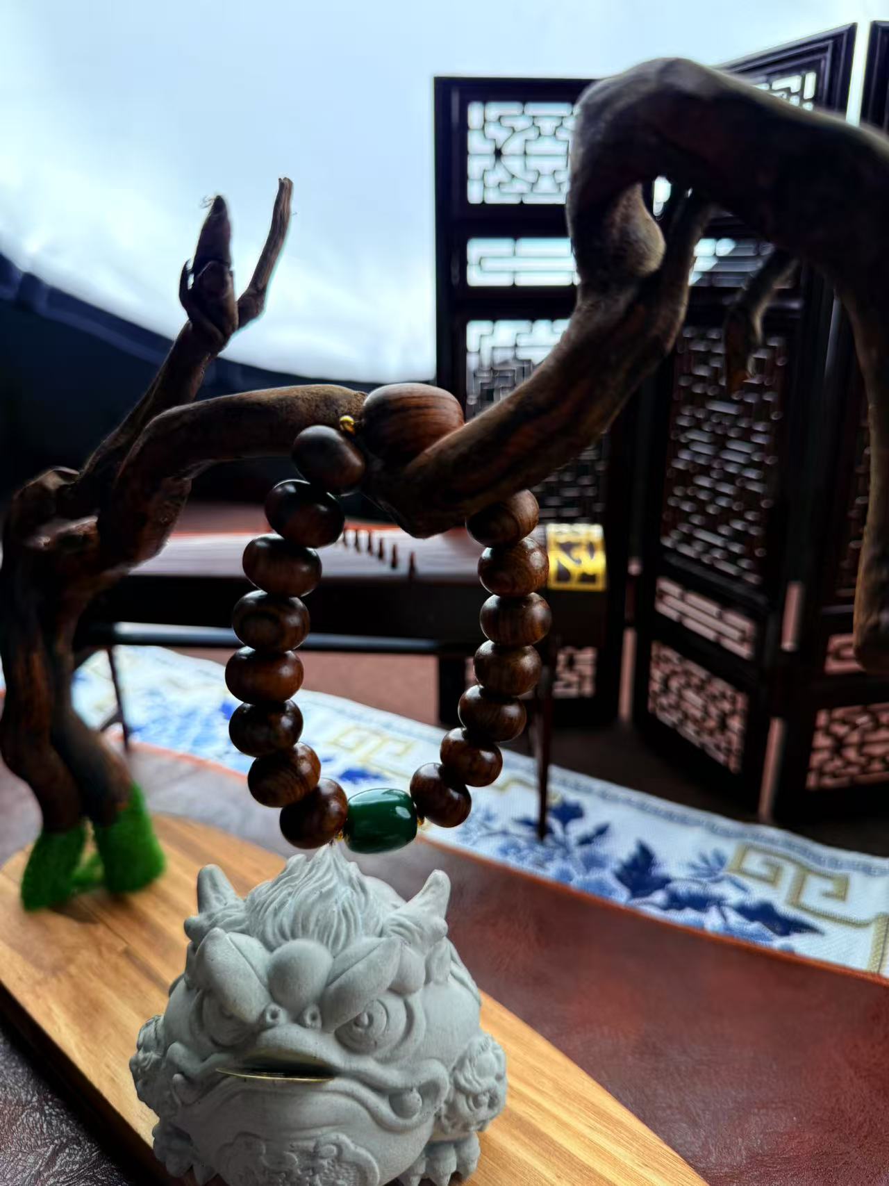 铁合金石英石手链 黑 花梨手串【寻艺文创】036