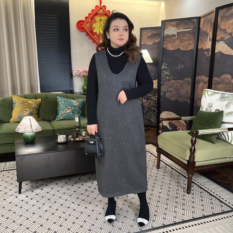 【2025新款】录途大码女装休闲时尚简约风200斤无袖连衣裙25630