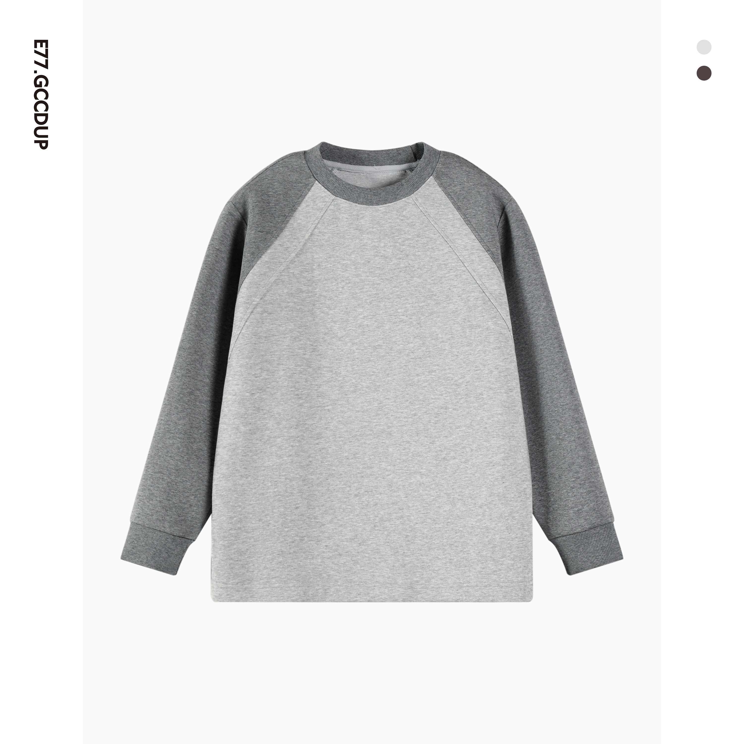 E77.GCCDUP『韵律织纹』毛织拼接花纱卫衣简约廓形圆领打底长袖上衣