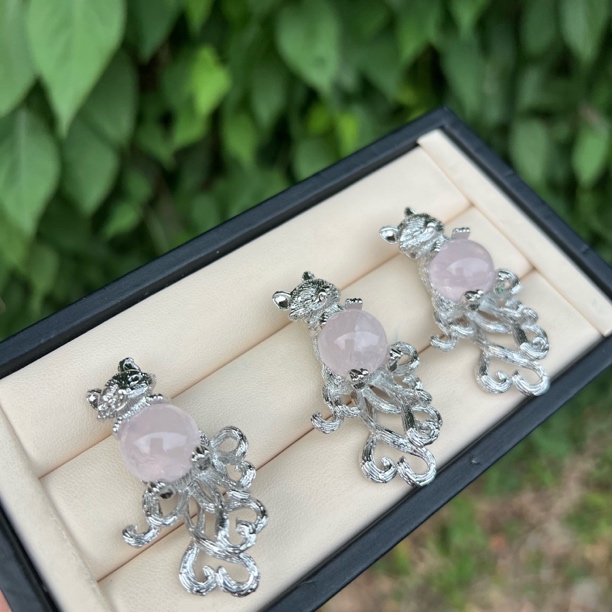 【月月家】P023天然水晶 原创粉水晶设计款小狐仙吊坠 多样性发其一