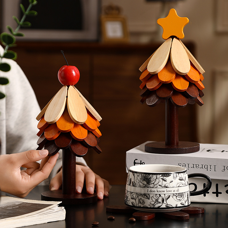 创意手工网红简约家用隔热垫实木餐桌面防烫餐垫北欧风纯色圆形家