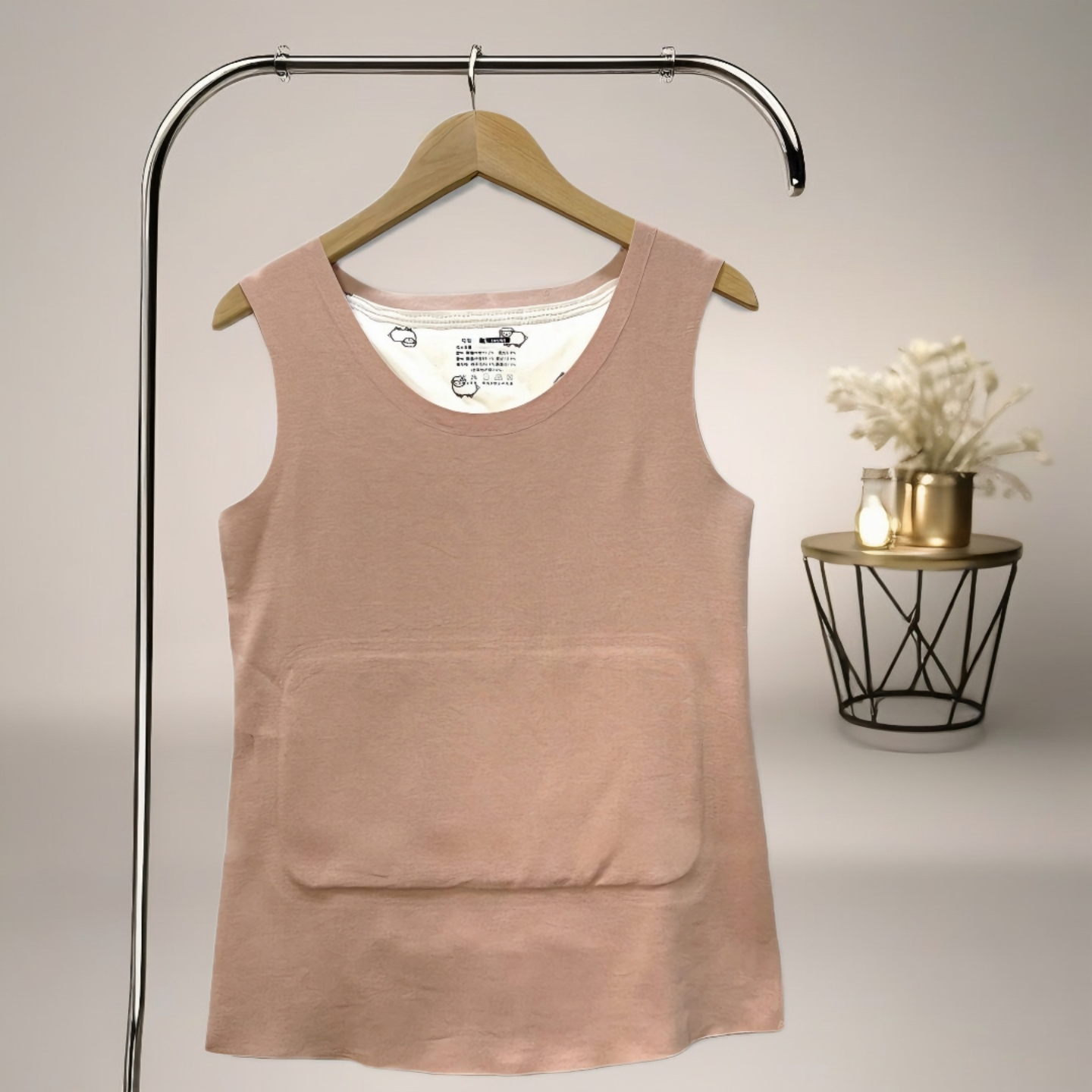 秋冬女秋冬无痕高弹薄绒羊毛蚕丝大贴片护肚子加厚保暖背心