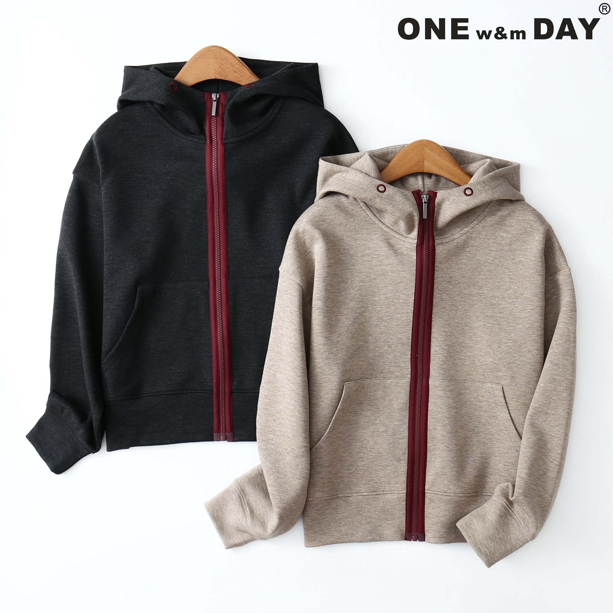 厚款空气层撞色拉链帽衫562