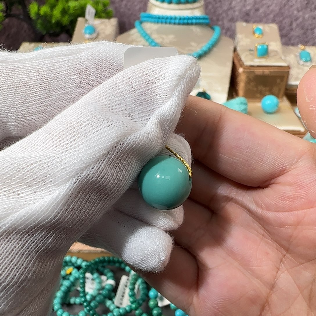 绿松石未镶嵌单珠14mm➕