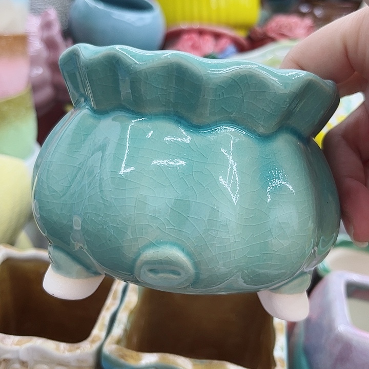 多肉绿植陶瓷花盆9.9包邮，有孔