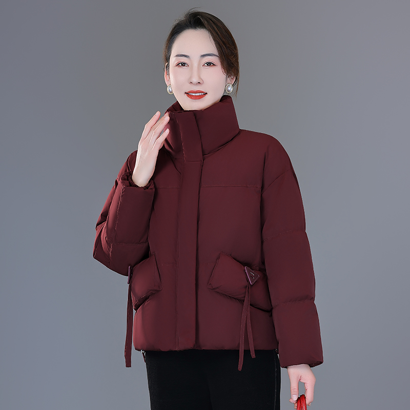 恩狐冬季新款中老年女立领羽绒服中年妈妈纯色保暖短款加厚外套