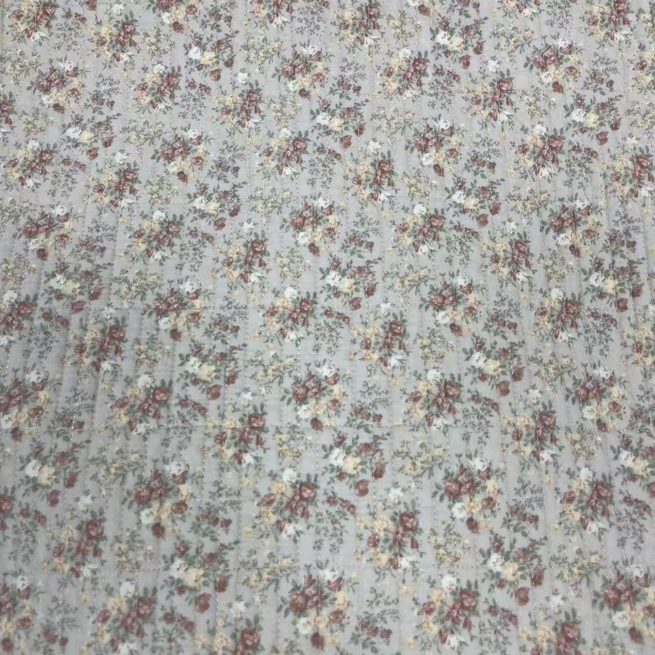 【绒兰】230*250 全棉双层纱莱赛尔天丝床盖 111号  粉黄花簇