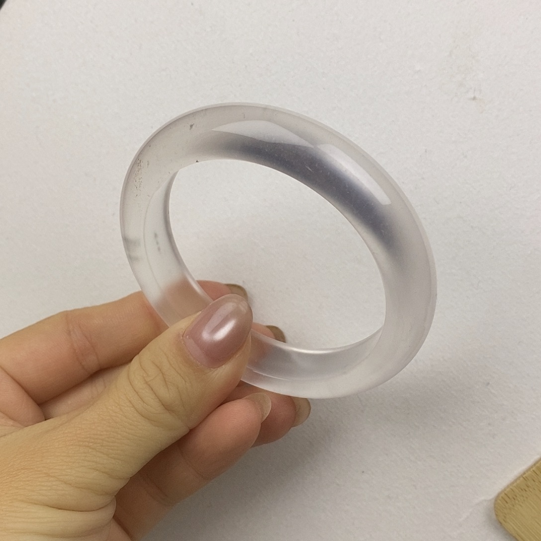 石英质玉未镶嵌手镯56.5白冰黑钢