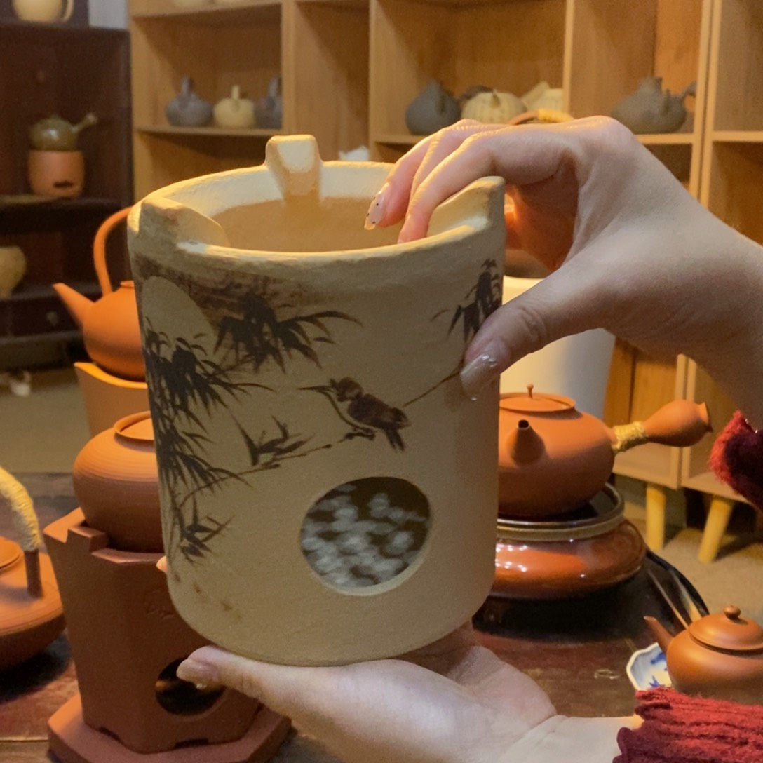 陶竹鸟白泥炉111