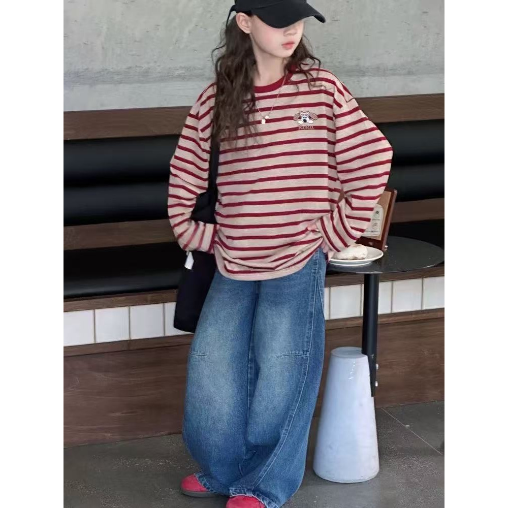 【现货】2025秋气质条纹小狗刺绣女童打底衫 D728 728 P