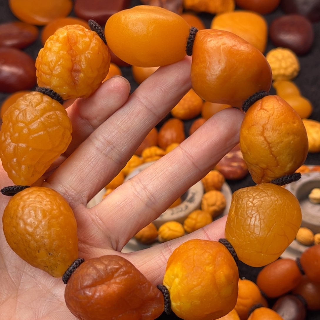 琥珀裸石未镶嵌天然蜜蜡手串