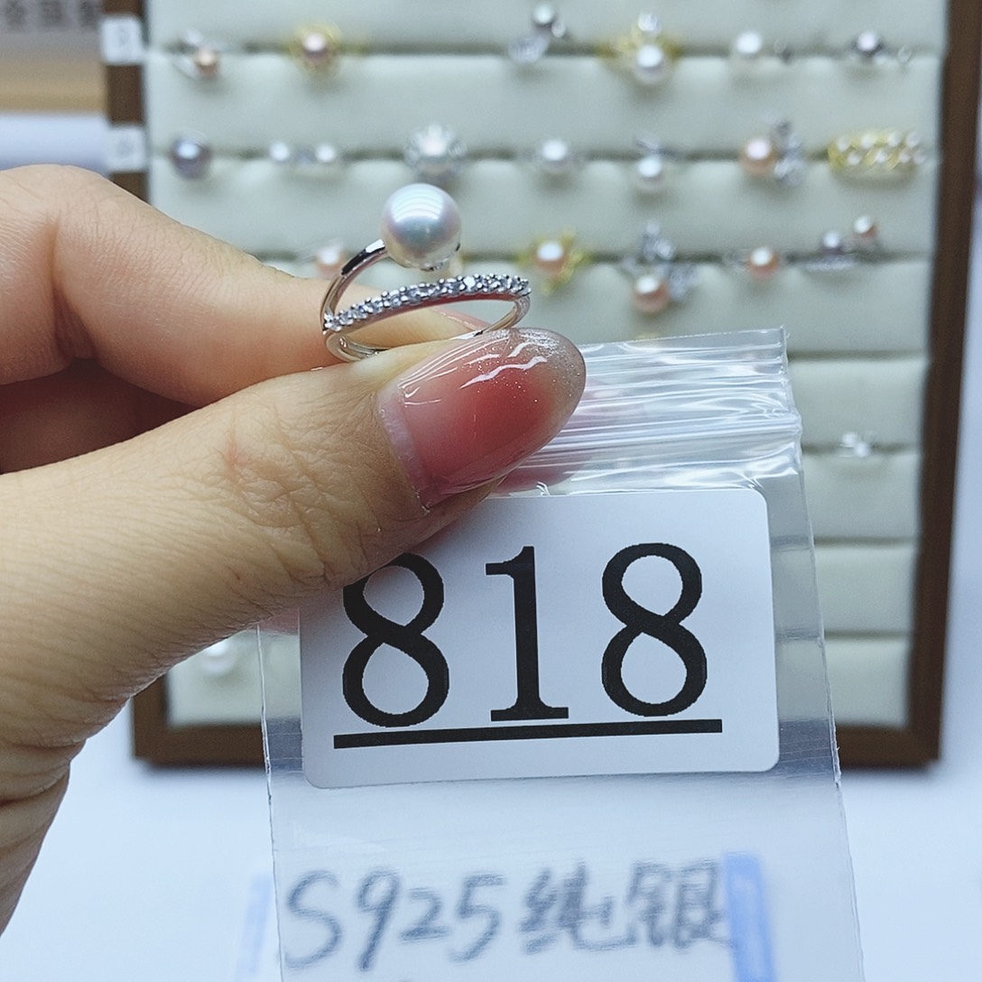 淡水珍珠戒指银S925镶嵌818