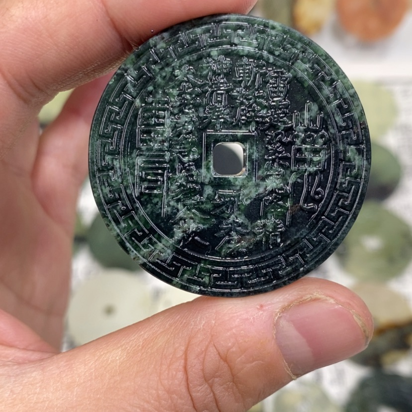 【闪购商品】岫玉颈饰未镶嵌岫玉山鬼花钱吊坠