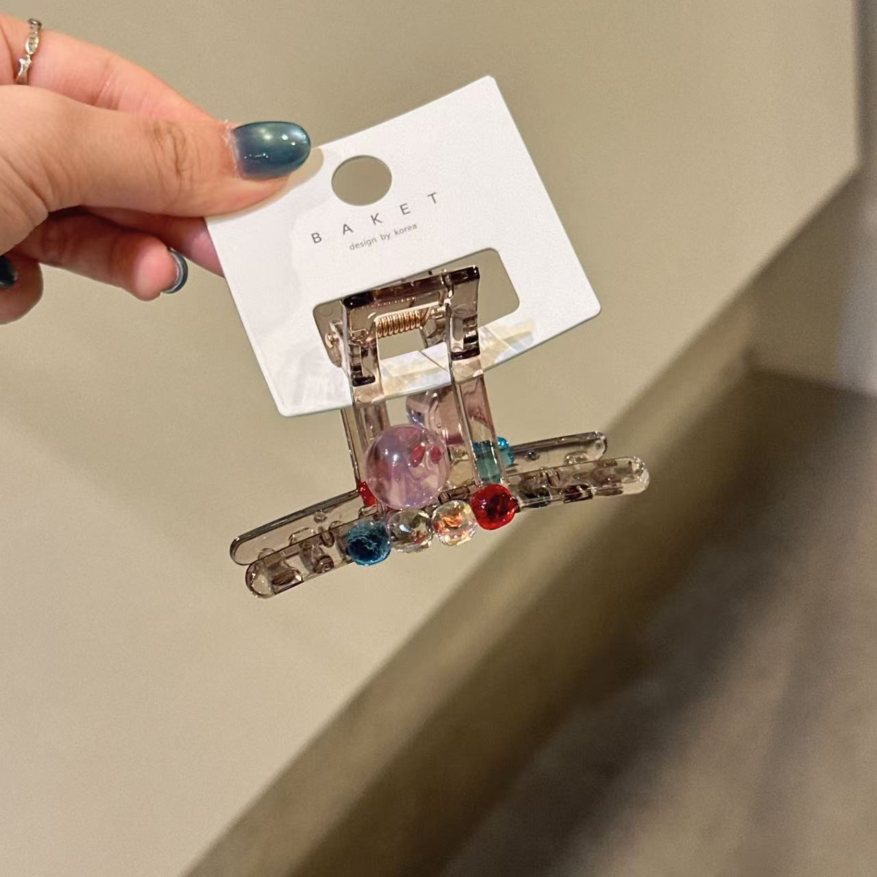韩国东大门baket发饰水钻彩珠抓夹
