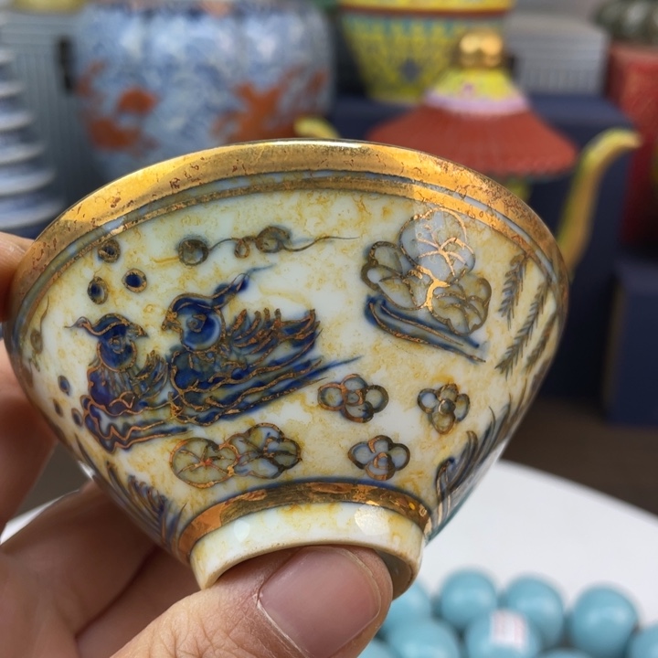 陶瓷我**兽青花瓷器杯子