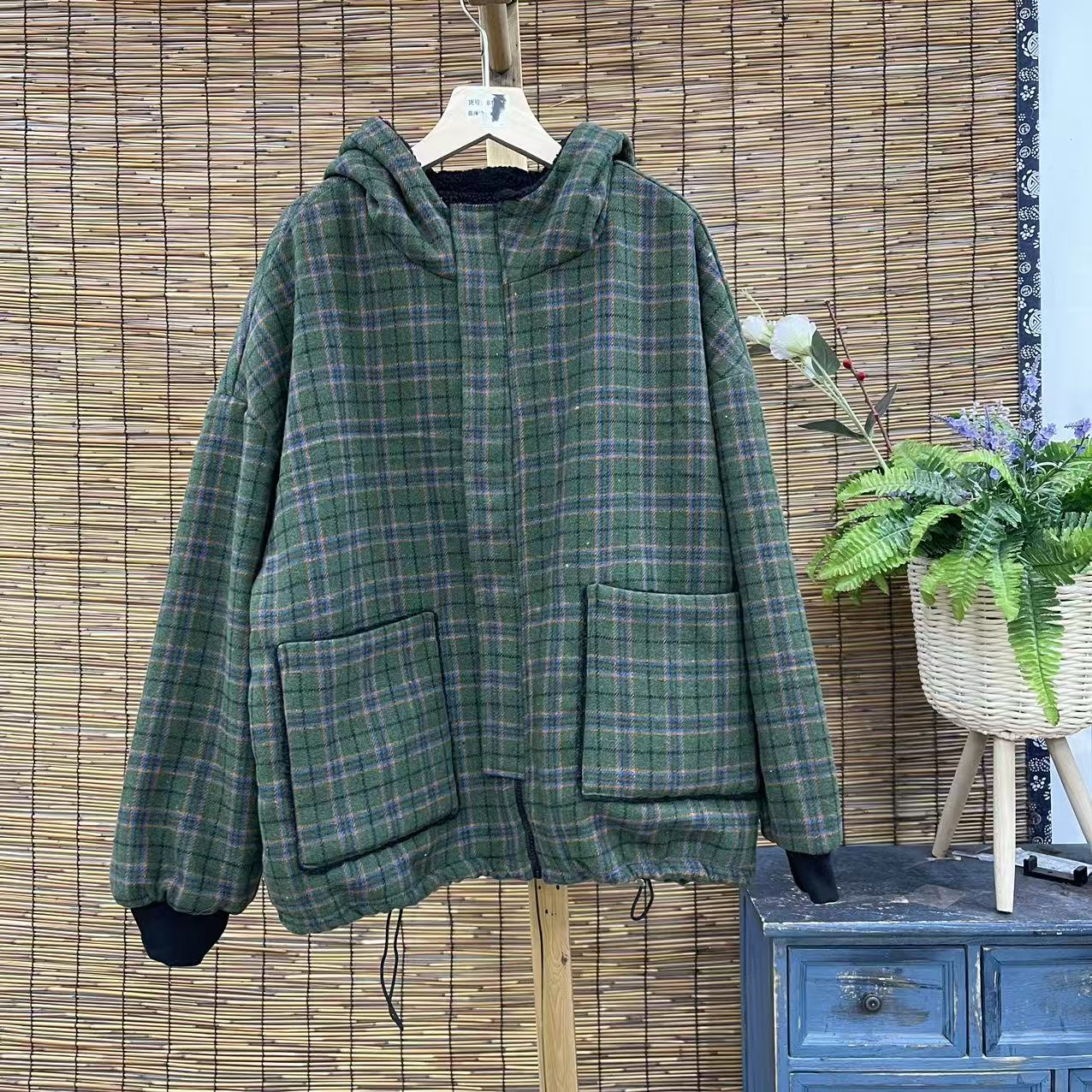 18502新款秋冬加绒双面穿休闲减龄宽松显瘦上衣棉服外套