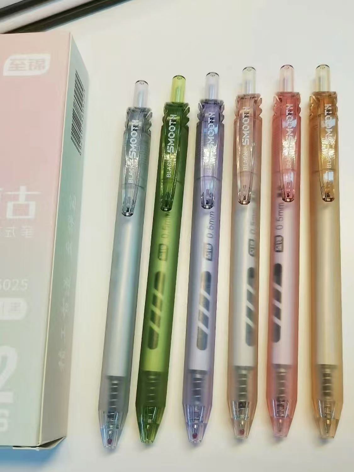 【发6支-黑色】【至锦6025港式复古大容量按动直液式黑色0.5mm】