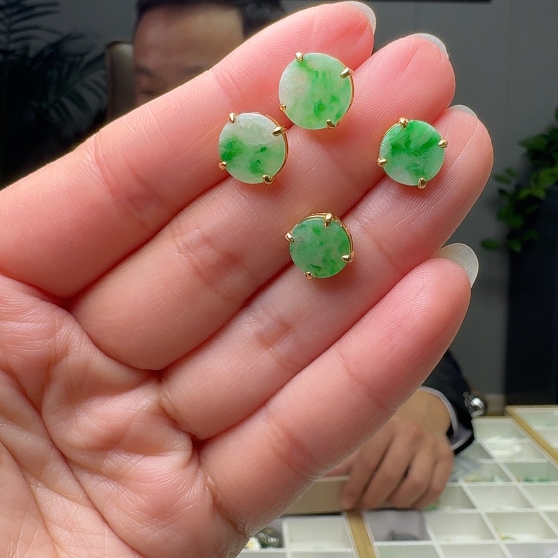 翡翠银S925镶嵌耳饰多样性发货其一