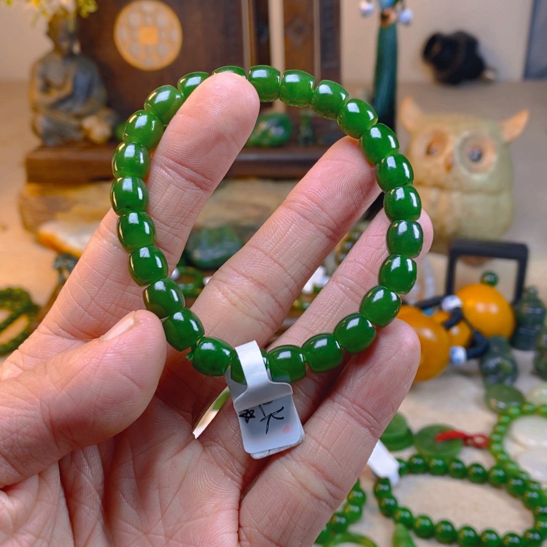 和田玉手串未镶嵌钢*侠