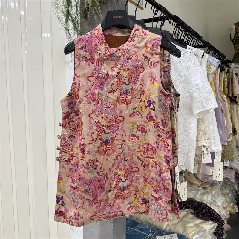 国风盘扣立领无袖衬衫女气质减龄中长款上衣2025新款